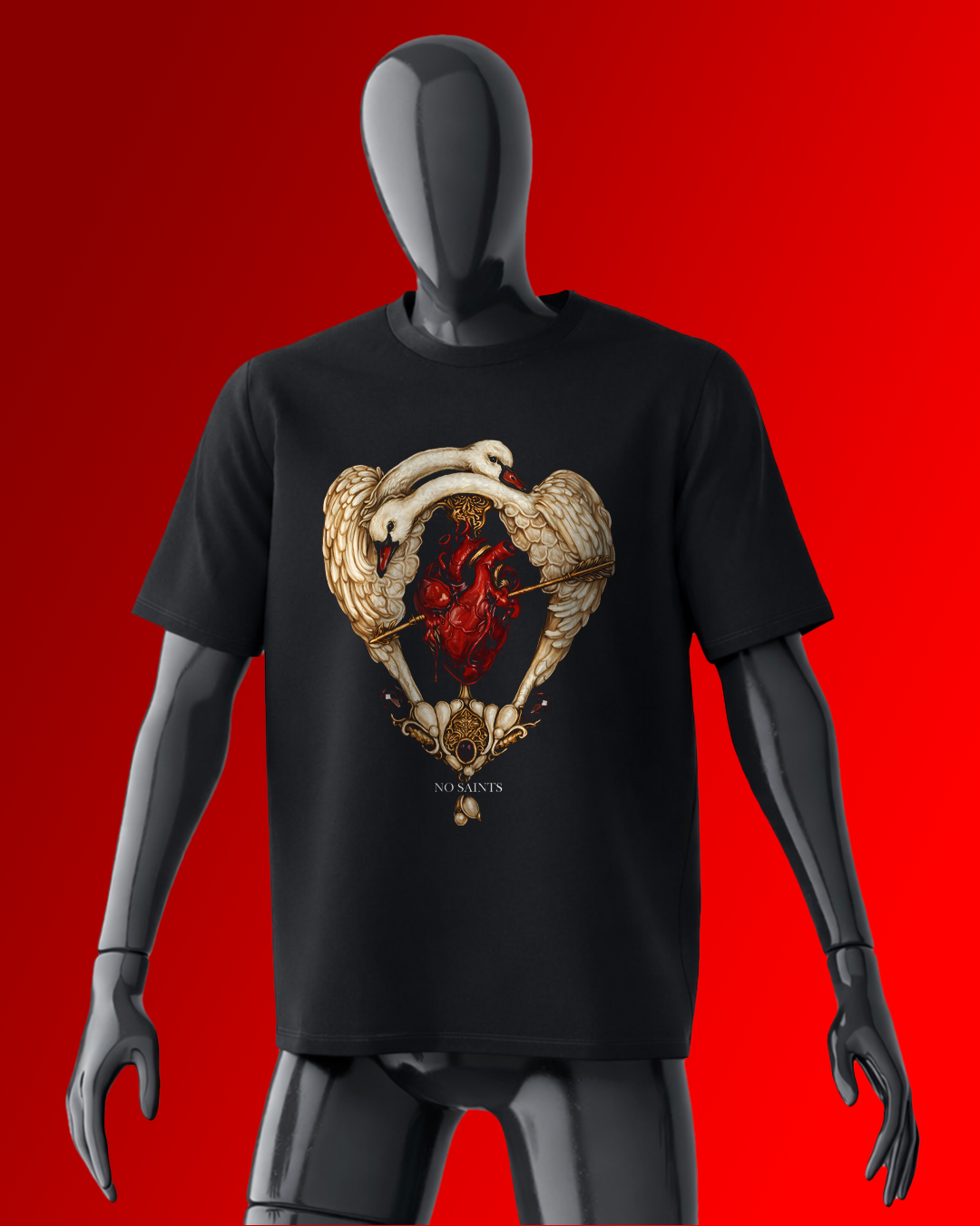 No Saints Gothic heart of Swans Unisex Classic Crew T-Shirt | Black
