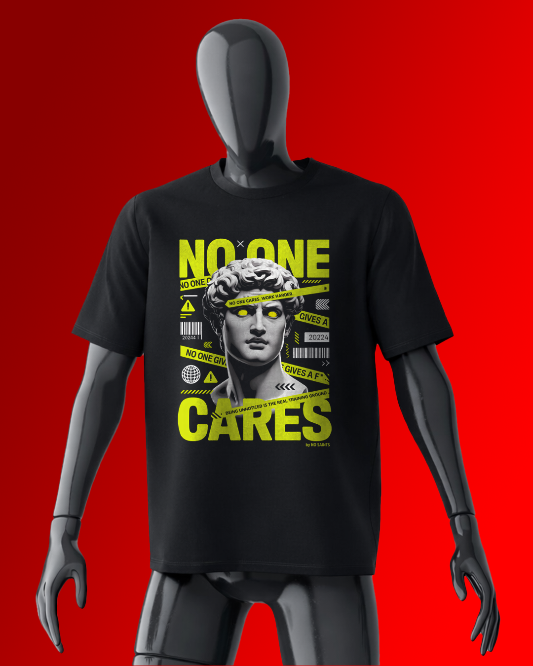 No Saints Men's No One Cares Classic Crew T-Shirt | Black