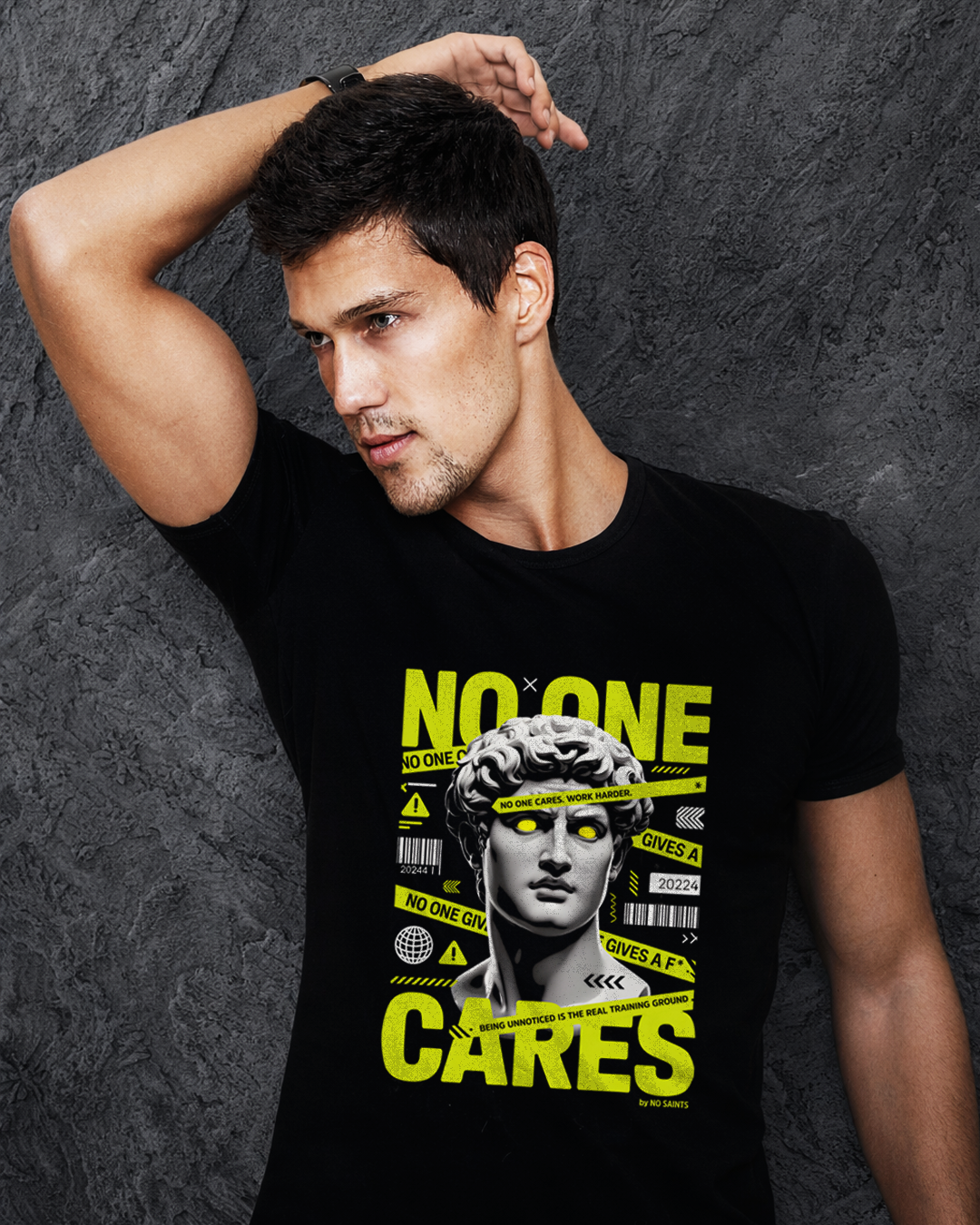 No Saints Men's No One Cares Classic Crew T-Shirt | Black