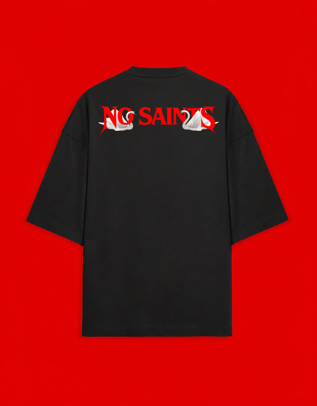 No Saints Heart of the Swans | Unisex Terry Oversized Tee - Black