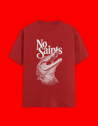 No Saints Branded Crocodile TEE | Unisex Classic Crew T-Shirt | Red