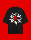 No Saints Guardian Cherubs | Unisex Terry Oversized Tee - Black
