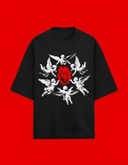 No Saints Guardian Cherubs | Unisex Terry Oversized Tee - Black
