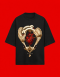 No Saints Heart of the Swans | Unisex Terry Oversized Tee - Black