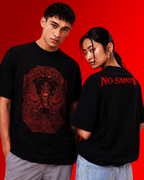 No Saints Samael-Lilith | Unisex Terry Oversized Tee - Black