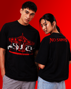 No Saints Temptation Spin | Unisex Terry Oversized Tee - Black