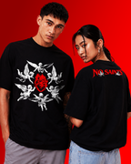 No Saints Guardian Cherubs | Unisex Terry Oversized Tee - Black