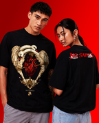 No Saints Heart of the Swans | Unisex Terry Oversized Tee - Black