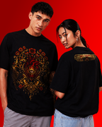 No Saints Forbidden Bloom | Unisex Terry Oversized Tee - Black
