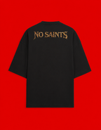 No Saints Leapord | Unisex Terry Oversized Tee - Black