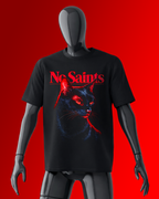 No Saints Branded Cat TEE | Unisex Terry Oversized Tee - Black