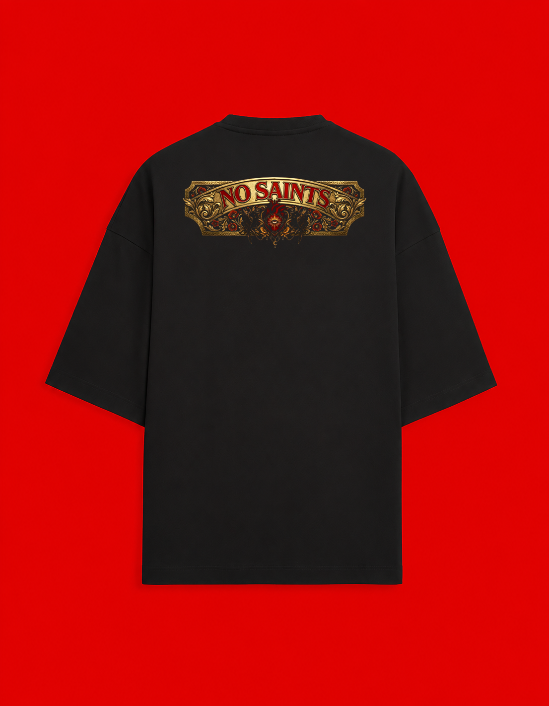 No Saints Forbidden Bloom | Unisex Terry Oversized Tee - Black