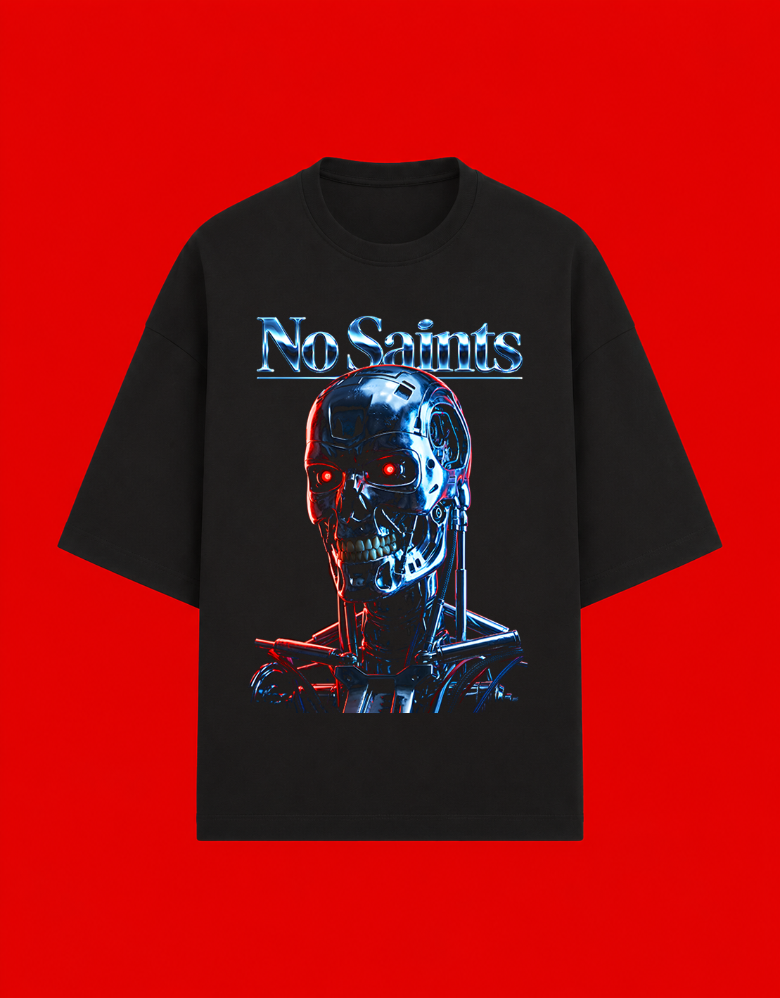 No Saints T-800 | Unisex Terry Oversized Tee - Black